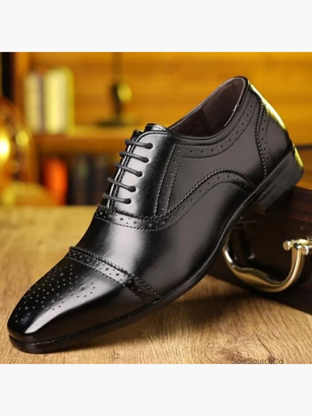 Men's Leather Lace Up Cap Toe Brogue Oxfords Dress Shoes Classic Business